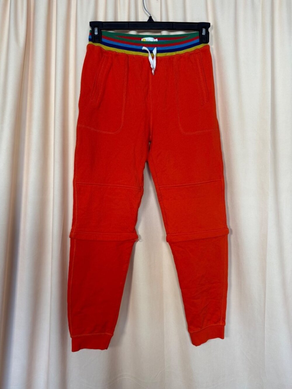 Mini Boden Pants Kids 14Y Orange Cargo Zip Off Convertible Elastic Waist Play